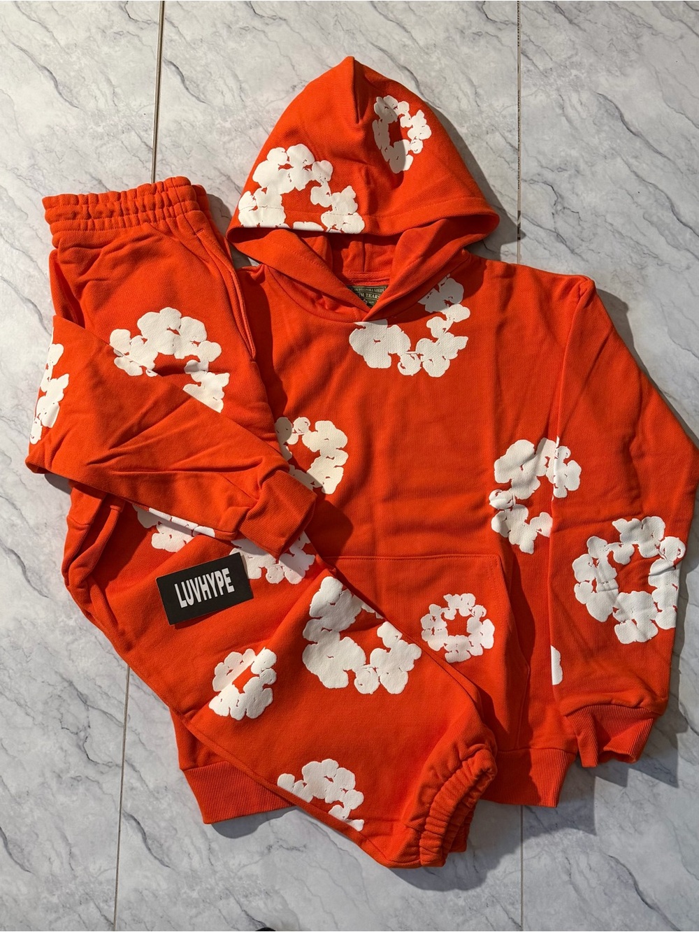 Denim Tears Orange Hoodie Sweatpant Tracksuit Set